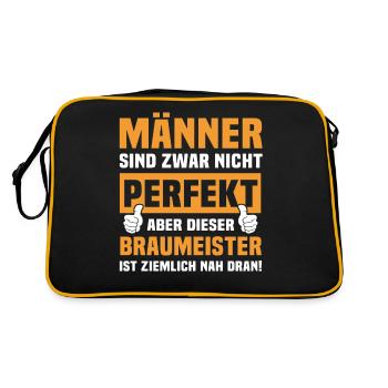 Lustige Braumeister Sprüche - Retro Tasche - Schwarz/Gold - Hinten
