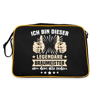 Braumeister Sprüche - Retro Tasche - Schwarz/Gold - Hinten