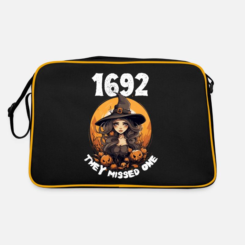Magisches Hexen Design - 1692 - They Missed One - Retro Tasche - Schwarz/Gold