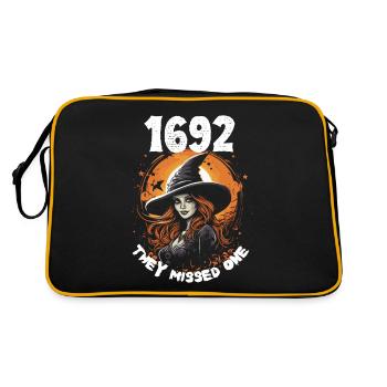 Hexe Salem 1692 - Magisches Halloween Design - Retro Tasche - Schwarz/Gold - Hinten