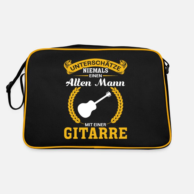 Unterschätze niemals einen Mann mit einer Gitarre - Retro Tasche - Schwarz/Gold