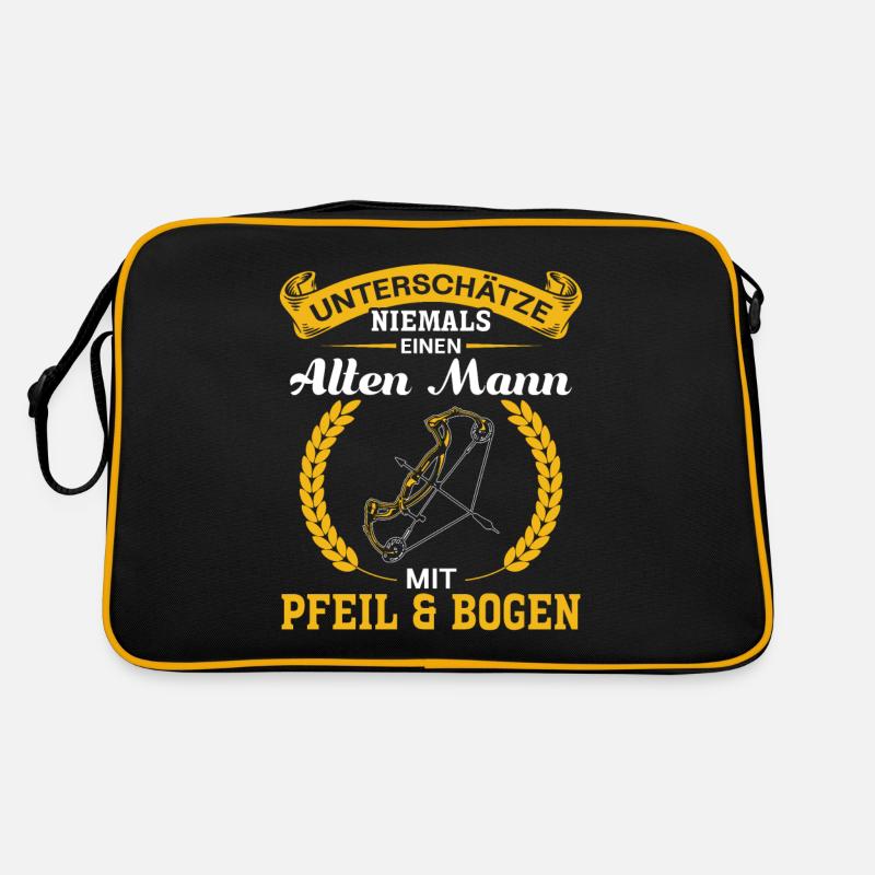 Unterschätze niemals einen Mann mit Pfeil & Bogen Retro Tasche