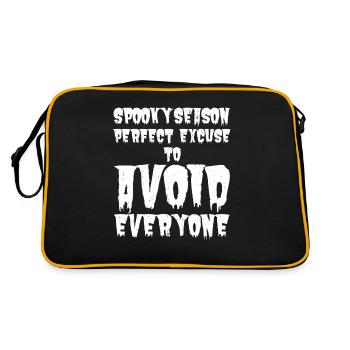 Spooky Season für Introvertierte: Zynischer Spruch - Retro Tasche - Schwarz/Gold - Hinten