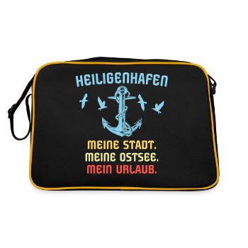 Heiligenhafen Ostsee Sprüche - Retro Tasche - Schwarz/Gold - Hinten