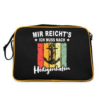 Heiligenhafen Sprüche - Retro Tasche - Schwarz/Gold - Hinten