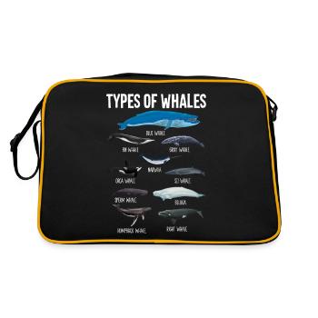 Arten von Walen Lustige Wale Ozeansäugetiere Wal - Retro Tasche - Schwarz/Gold - Hinten