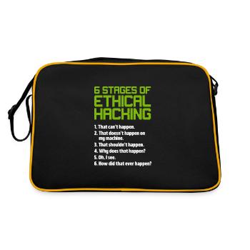Hacker Coder Computerfreak Nerd Hacking Geschenk - Retro Tasche - Schwarz/Gold - Hinten