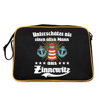Zinnowitz Mann Zinnowitzer Männer - Retro Tasche - Schwarz/Gold - Hinten