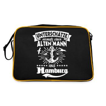 Hamburg Hamburger - Retro Tasche - Schwarz/Gold - Hinten