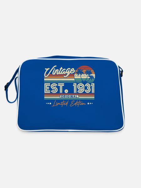 Vintage Geschenk 1931 - Retro Tasche - Blau/Weiß - Hinten
