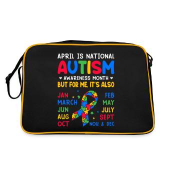 Autismus-Bewusstsein Autistisch Lustiges Autismus-Spektrum - Retro Tasche - Schwarz/Gold - Hinten