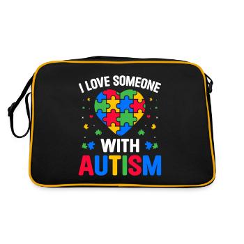 Ich liebe jemanden mit Autismus Lustiges Autismus-Spektrum - Retro Tasche - Schwarz/Gold - Hinten