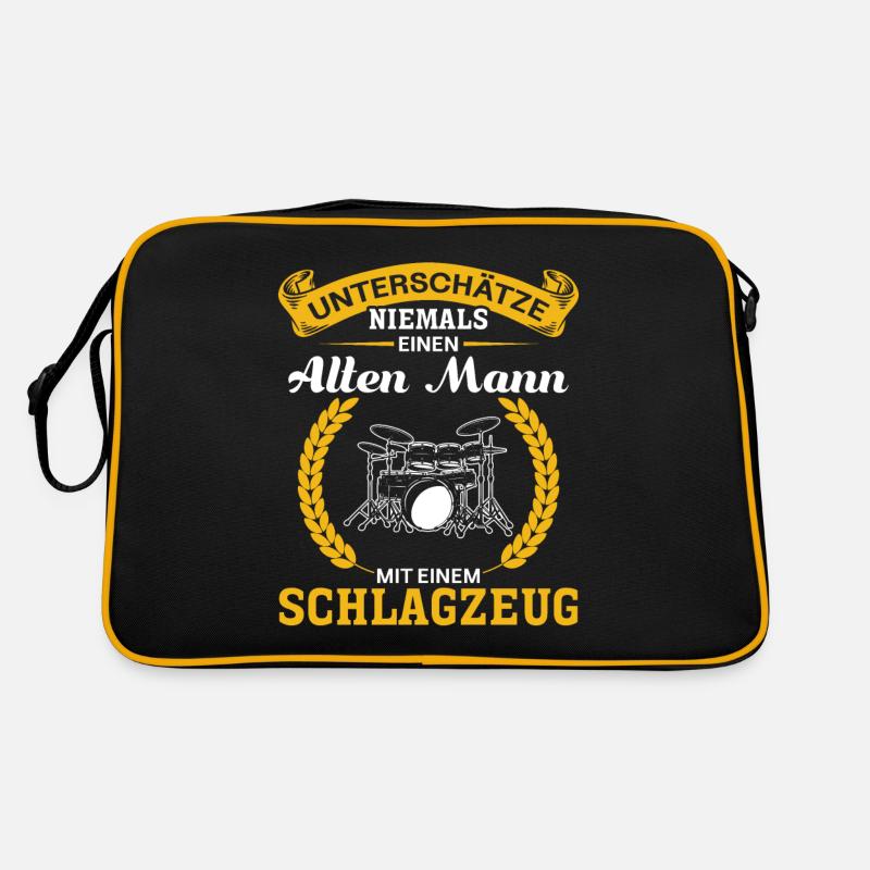Unterschätze niemals einen Mann mit ein Schlagzeug Retro Tasche