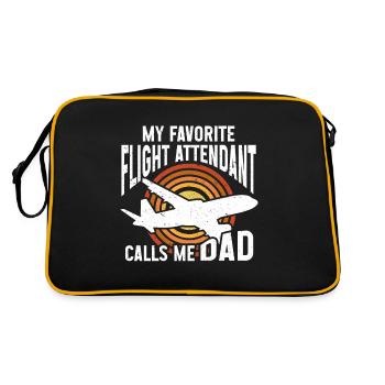 Flugbegleiter Papa Stewardess Flugbegleiter - Retro Tasche - Schwarz/Gold - Hinten