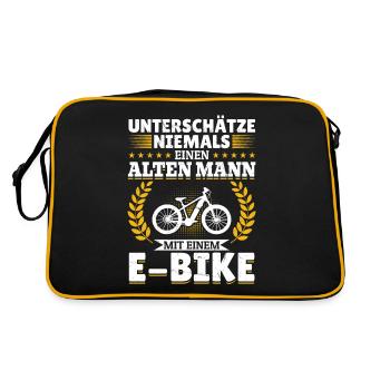 Unterschätze niemals einen Mann mit einem E-Bike - Retro Tasche - Schwarz/Gold - Hinten
