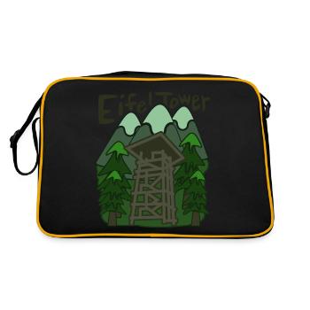 Aussichtsturm Eifel Eifeler Eifler - Retro Tasche - Schwarz/Gold - Hinten