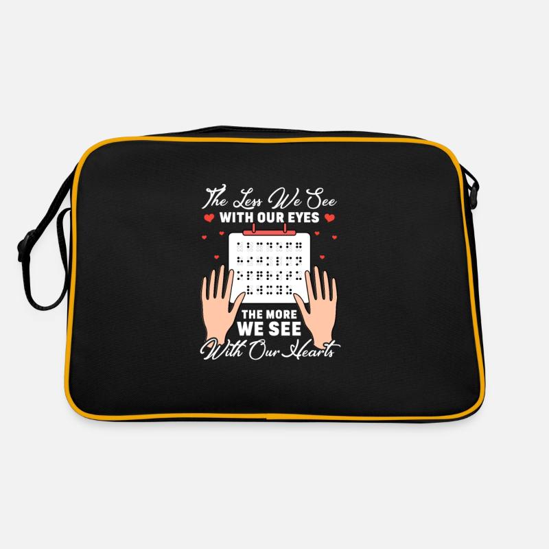 Braille Braille Blind Gift - Retro Bag - black/gold