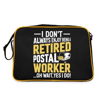 Retired Postal Worker Funny Post Office Postman - Retro Bag - black/gold - Back
