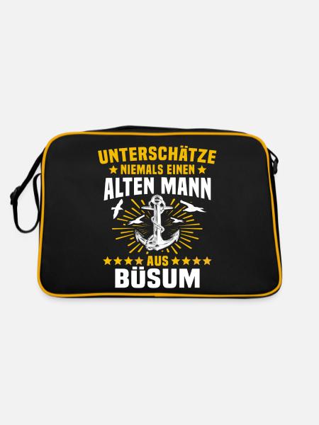 Büsum Unterschätze Büsumer Mann - Retro Tasche - Schwarz/Gold