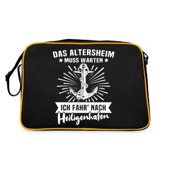 Heiligenhafen Sprüche - Retro Tasche - Schwarz/Gold - Hinten