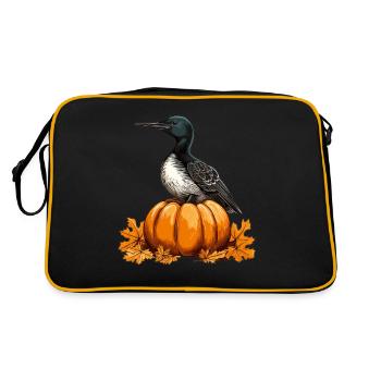 Common Loon Bird Pumpkin Lazy Halloween - Retro Bag - black/gold - Back