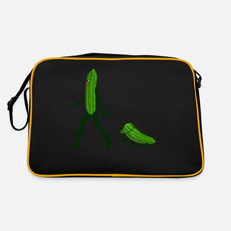 Gurke mit Hund Hunde Gurken Retro Tasche