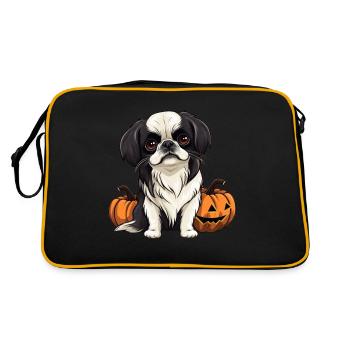 Citrouille japonaise de chien menton paresseux Halloween - Sac Retro - noir/or - Dos