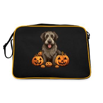 Irish Wolfhound Dog Pumpkin Lazy Halloween Party - Retro Bag - black/gold - Back