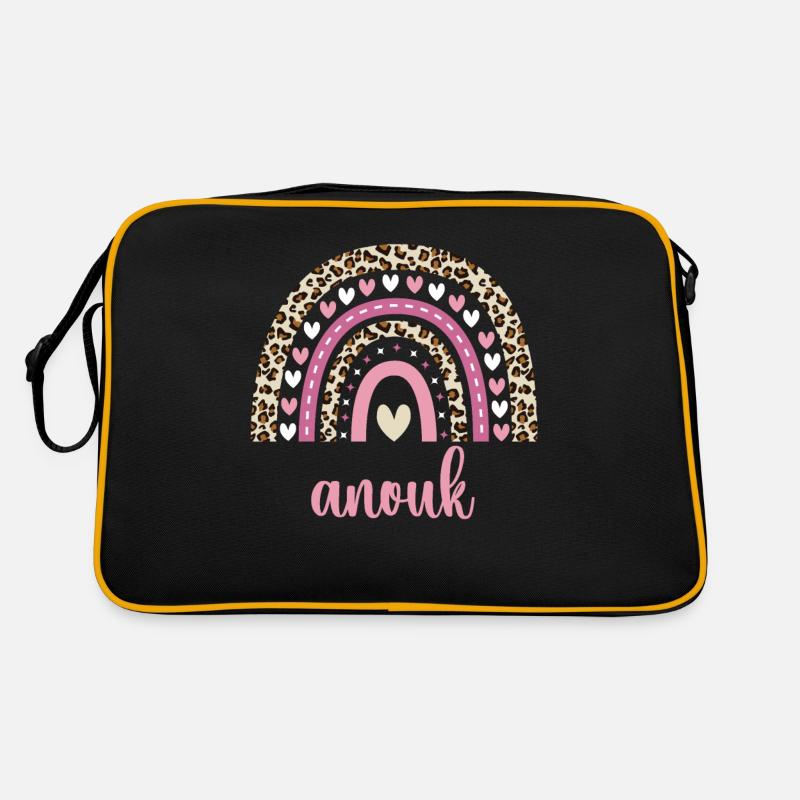 Anouk Regenbogen Name Geburtstag Anouk - Retro Tasche - Schwarz/Gold
