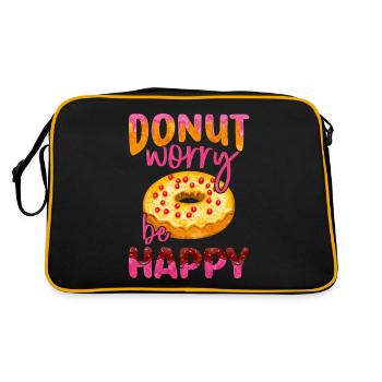 « Donut Worry Be Happy » - Drôle de design de beignets - Sac Retro - noir/or - Dos