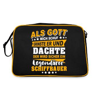 Schiffbauer Sprüche - Retro Tasche - Schwarz/Gold - Hinten