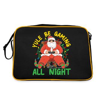 Yule Be Gaming All Night Gaming Weihnachten - Retro Tasche - Schwarz/Gold - Hinten
