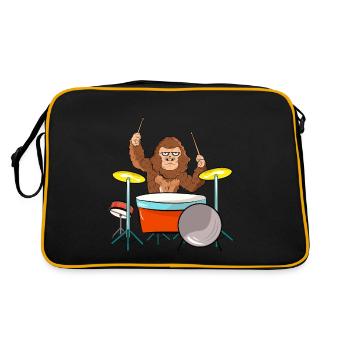 Bigfoot Playing Drums - Retro Bag - black/gold - Back