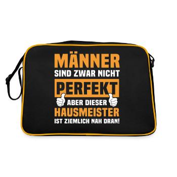 Hausmeister Spruch - Retro Tasche - Schwarz/Gold - Hinten
