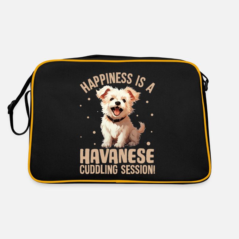 Happiness is a Havanese cuddling Session Retro Tasche