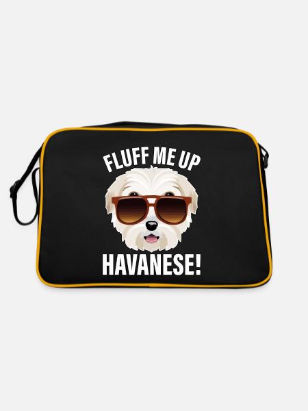 Fluff me up Havanese - Retro Tasche - Schwarz/Gold - Hinten