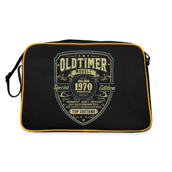 Vintage 1970 - Zeitloses Geschenk - Retro Tasche - Schwarz/Gold - Hinten