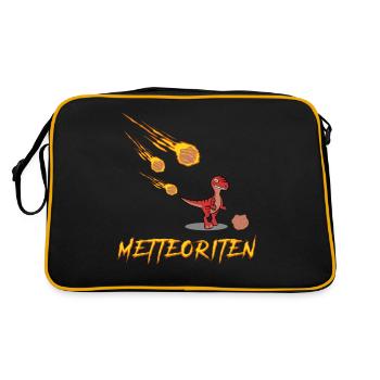 Hackfleisch Mettfleisch Mettbrötchen - Retro Tasche - Schwarz/Gold - Hinten