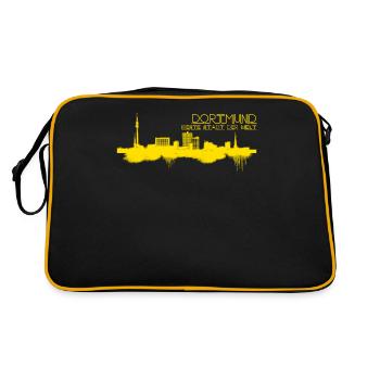 Dortmunder Stadt Dortmund - Retro Tasche - Schwarz/Gold - Hinten