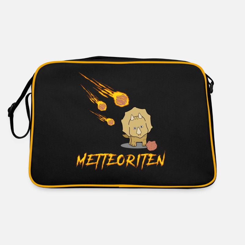 Mettbällchen Dinosaurier Hackfleisch - Retro Tasche - Schwarz/Gold