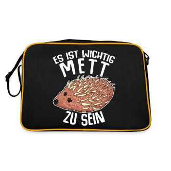 Mettigel Hackfleisch Mett Hack - Retro Tasche - Schwarz/Gold - Hinten