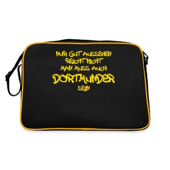 Dortmunder Spruch Dortmund - Retro Tasche - Schwarz/Gold - Hinten