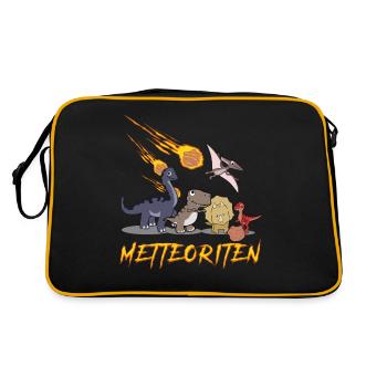 Mettbällchen Hackfleisch Mett Hack - Retro Tasche - Schwarz/Gold - Hinten