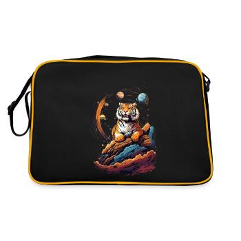 Tiger on the cliff in space - Solar System - Retro Bag - black/gold - Back