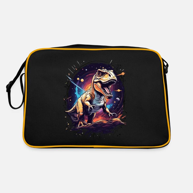 T-Rex on a rocky cliff in space Retro Bag