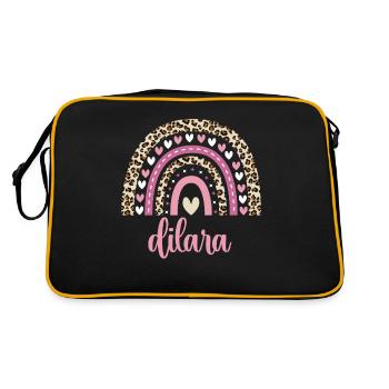Dilara Regenbogen Name Geburtstag Dilara - Retro Tasche - Schwarz/Gold - Hinten