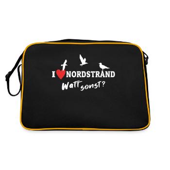 I Love Nordstrand Liebe Nordstrander - Retro Tasche - Schwarz/Gold - Hinten
