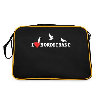 I Love Nordstrand Ich Liebe Nordstrand - Retro Tasche - Schwarz/Gold - Hinten