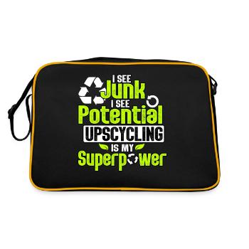 I See Junk I See Potential Upcycling Is Superpower - Retro Bag - black/gold - Back