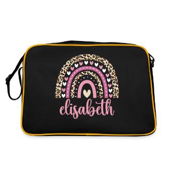 Elisabeth Regenbogen Name Geburtstag Elisabeth - Retro Tasche - Schwarz/Gold - Hinten